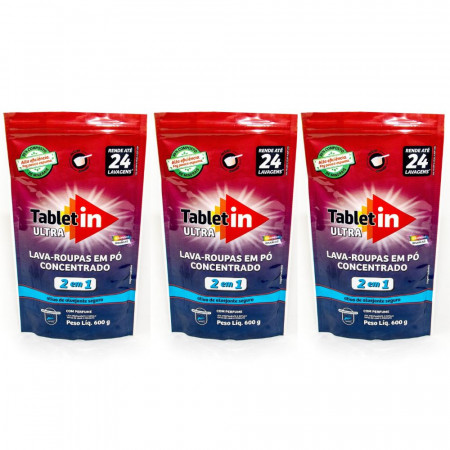 Tabletin Ultra Lava-Roupas Em Pó Concentrado-600g Kit 3un